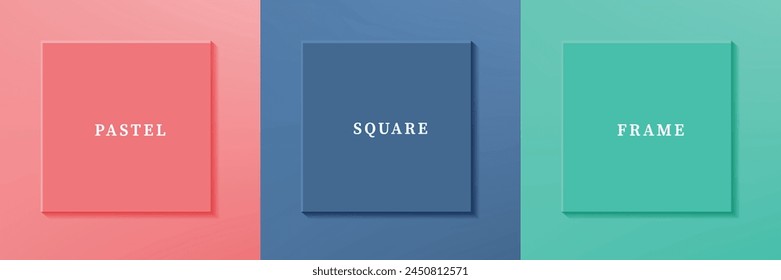 Set von abstrakten 3D luxuriösen quadratischen Rahmen Rand Design. Kollektion einer geometrischen Szene für ein kosmetisches Produkt. Elemente für Design. Draufsicht auf Podium oder Podest. EPS10-Vektorgrafik.
