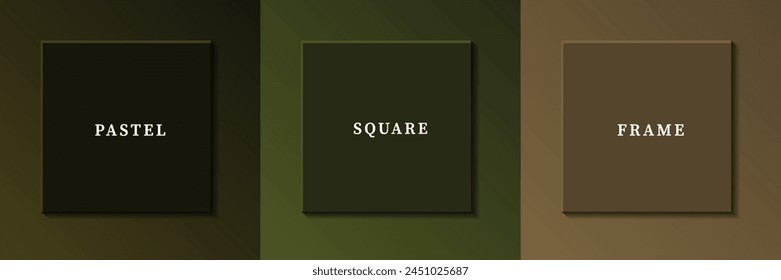 Set of abstract 3D luxry square frame border design. Collection of geometric scene for cosmetic product. Elements for design. Top view of podium or pedestal. EPS10 vector.