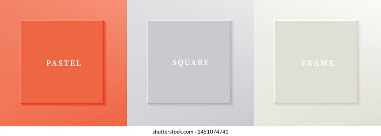 Set of abstract 3D luxry square frame border design. Collection of geometric scene for cosmetic product. Elements for design. Top view of podium or pedestal. EPS10 vector.