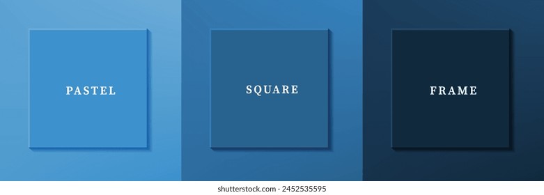 Set of abstract 3D luxry square frame border design. Collection of geometric scene for cosmetic product. Elements for design. Top view of podium or pedestal. EPS10 vector.