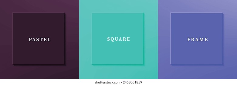 Conjunto de diseño de borde de marco cuadrado de lujo 3D abstracto. Colección de escenas geométricas para productos cosméticos. Elementos para el diseño. Vista superior del podio o pedestal. VECTOR EPS10.