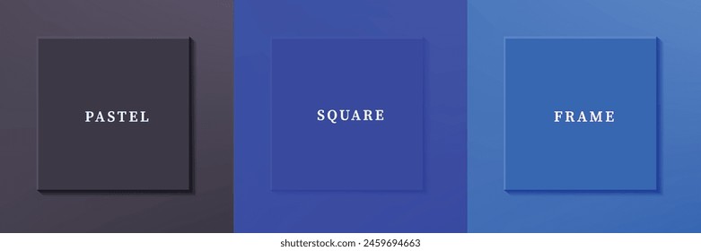 Conjunto de diseño de borde de marco cuadrado de lujo 3D abstracto. Colección de escenas geométricas para productos cosméticos. Elementos para el diseño. Vista superior del podio o pedestal. VECTOR EPS10.
