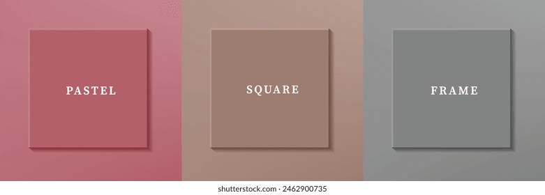 Set of abstract 3D luxry square frame border design. Collection of geometric scene for cosmetic product. Elements for design. Top view of podium or pedestal. EPS10 vector.