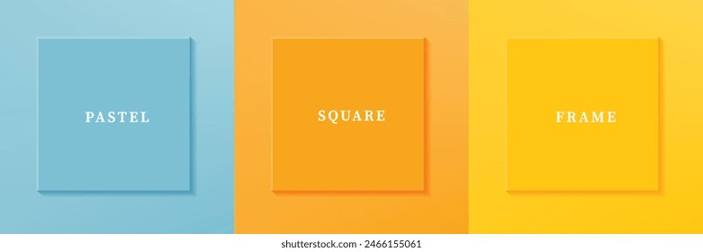 Set of abstract 3D luxry square frame border design. Collection of geometric scene for cosmetic product. Elements for design. Top view of podium or pedestal. EPS10 vector.