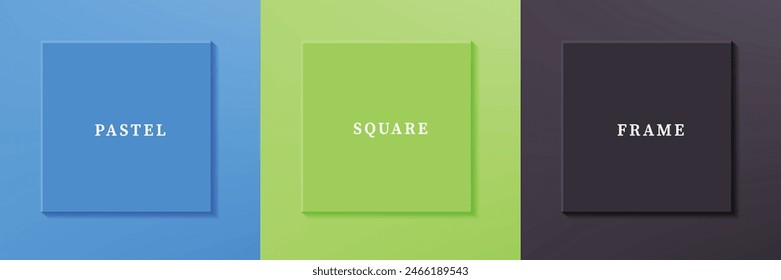 Set of abstract 3D luxry square frame border design. Collection of geometric scene for cosmetic product. Elements for design. Top view of podium or pedestal. EPS10 vector.