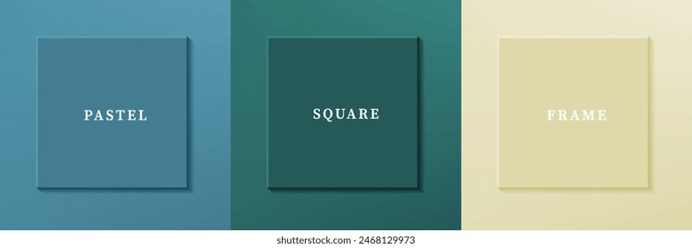Set of abstract 3D luxry square frame border design. Collection of geometric scene for cosmetic product. Elements for design. Top view of podium or pedestal. EPS10 vector.