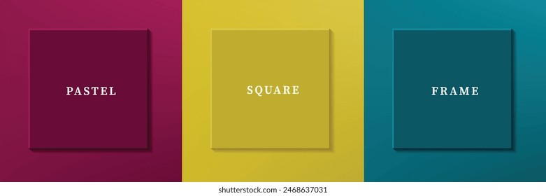 Set of abstract 3D luxry square frame border design. Collection of geometric scene for cosmetic product. Elements for design. Top view of podium or pedestal. EPS10 vector.