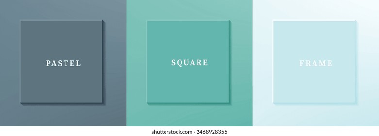 Set of abstract 3D luxry square frame border design. Collection of geometric scene for cosmetic product. Elements for design. Top view of podium or pedestal. EPS10 vector.