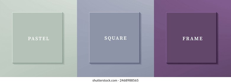 Set of abstract 3D luxry square frame border design. Collection of geometric scene for cosmetic product. Elements for design. Top view of podium or pedestal. EPS10 vector.