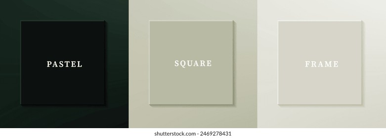 Conjunto de diseño de borde de marco cuadrado de lujo 3D abstracto. Colección de escenas geométricas para productos cosméticos. Elementos para el diseño. Vista superior del podio o pedestal. VECTOR EPS10.