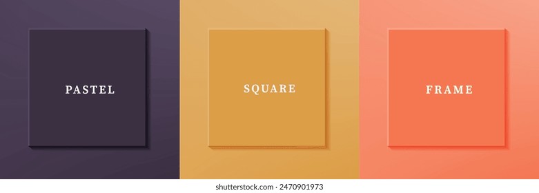 Conjunto de diseño de borde de marco cuadrado de lujo 3D abstracto. Colección de escenas geométricas para productos cosméticos. Elementos para el diseño. Vista superior del podio o pedestal. VECTOR EPS10.