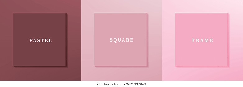 Conjunto de diseño de borde de marco cuadrado de lujo 3D abstracto. Colección de escenas geométricas para productos cosméticos. Elementos para el diseño. Vista superior del podio o pedestal. VECTOR EPS10.