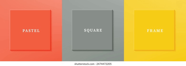 Set of abstract 3D luxry square frame border design. Collection of geometric scene for cosmetic product. Elements for design. Top view of podium or pedestal. EPS10 vector.