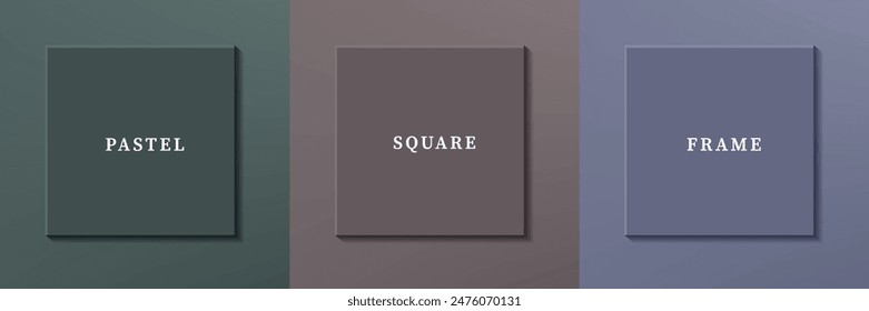 Set of abstract 3D luxry square frame border design. Collection of geometric scene for cosmetic product. Elements for design. Top view of podium or pedestal. EPS10 vector.