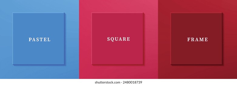 Set of abstract 3D luxry square frame border design. Collection of geometric scene for cosmetic product. Elements for design. Top view of podium or pedestal. EPS10 vector.