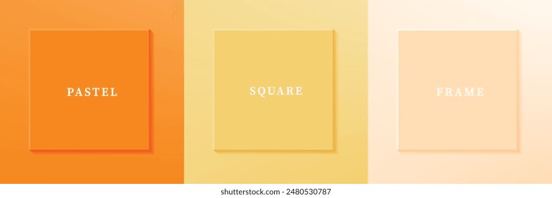 Set von abstrakten 3D luxuriösen quadratischen Rahmen Rand Design. Kollektion einer geometrischen Szene für ein kosmetisches Produkt. Elemente für Design. Draufsicht auf Podium oder Podest. EPS10-Vektorgrafik.
