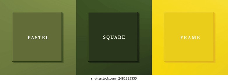 Conjunto de diseño de borde de marco cuadrado de lujo 3D abstracto. Colección de escenas geométricas para productos cosméticos. Elementos para el diseño. Vista superior del podio o pedestal. VECTOR EPS10.