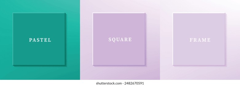Set von abstrakten 3D luxuriösen quadratischen Rahmen Rand Design. Kollektion einer geometrischen Szene für ein kosmetisches Produkt. Elemente für Design. Draufsicht auf Podium oder Podest. EPS10-Vektorgrafik.