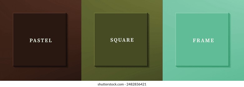 Conjunto de diseño de borde de marco cuadrado de lujo 3D abstracto. Colección de escenas geométricas para productos cosméticos. Elementos para el diseño. Vista superior del podio o pedestal. VECTOR EPS10.