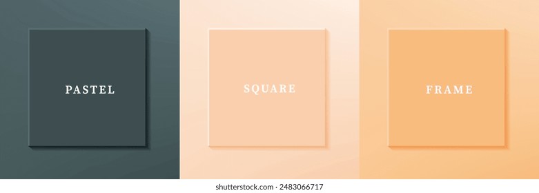 Set of abstract 3D luxry square frame border design. Collection of geometric scene for cosmetic product. Elements for design. Top view of podium or pedestal. EPS10 vector.