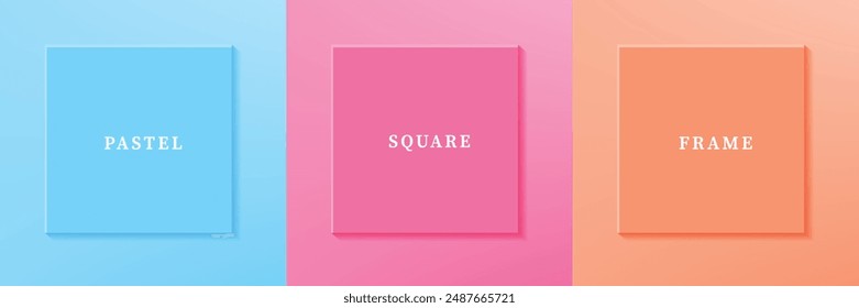 Set of abstract 3D luxry square frame border design. Collection of geometric scene for cosmetic product. Elements for design. Top view of podium or pedestal. EPS10 vector.
