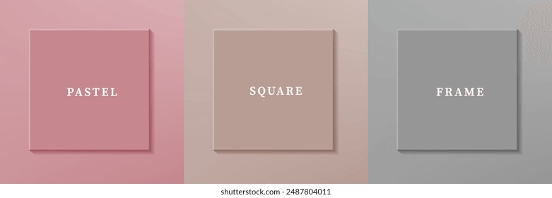 Set of abstract 3D luxry square frame border design. Collection of geometric scene for cosmetic product. Elements for design. Top view of podium or pedestal. EPS10 vector.