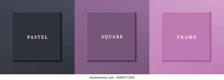 Conjunto de diseño de borde de marco cuadrado de lujo 3D abstracto. Colección de escenas geométricas para productos cosméticos. Elementos para el diseño. Vista superior del podio o pedestal. VECTOR EPS10.