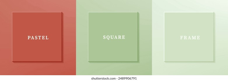 Conjunto de diseño de borde de marco cuadrado de lujo 3D abstracto. Colección de escenas geométricas para productos cosméticos. Elementos para el diseño. Vista superior del podio o pedestal. VECTOR EPS10.