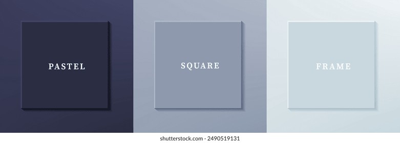 Conjunto de diseño de borde de marco cuadrado de lujo 3D abstracto. Colección de escenas geométricas para productos cosméticos. Elementos para el diseño. Vista superior del podio o pedestal. VECTOR EPS10.