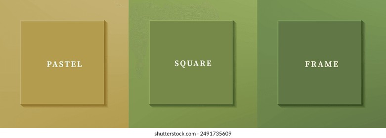Set of abstract 3D luxry square frame border design. Collection of geometric scene for cosmetic product. Elements for design. Top view of podium or pedestal. EPS10 vector.