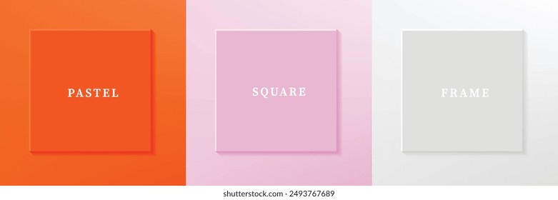 Conjunto de diseño de borde de marco cuadrado de lujo 3D abstracto. Colección de escenas geométricas para productos cosméticos. Elementos para el diseño. Vista superior del podio o pedestal. VECTOR EPS10.