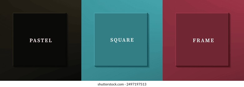 Set of abstract 3D luxry square frame border design. Collection of geometric scene for cosmetic product. Elements for design. Top view of podium or pedestal. EPS10 vector.