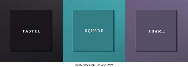 Set of abstract 3D luxry square frame border design. Collection of geometric scene for cosmetic product. Elements for design. Top view of podium or pedestal. EPS10 vector.