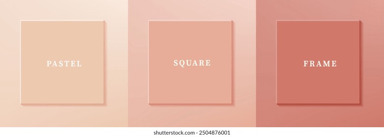 Set of abstract 3D luxry square frame border design. Collection of geometric scene for cosmetic product. Elements for design. Top view of podium or pedestal. EPS10 vector.