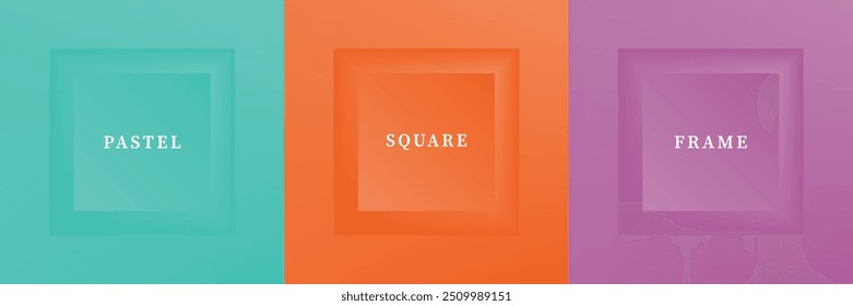 Conjunto de diseño abstracto de borde de marco cuadrado de lujo 3D. Colección de la escena geométrica para el producto cosmético. Elementos para el diseño. Vista superior del podio o pedestal. Vector EPS10.