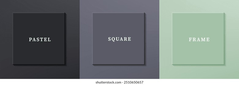 Set of abstract 3D luxry square frame border design. Collection of geometric scene for cosmetic product. Elements for design. Top view of podium or pedestal. EPS10 vector.