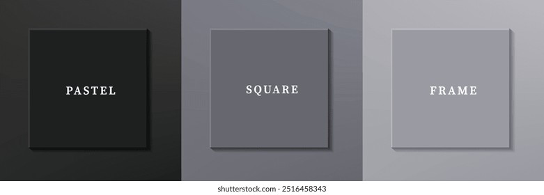 Set of abstract 3D luxry square frame border design. Collection of geometric scene for cosmetic product. Elements for design. Top view of podium or pedestal. EPS10 vector.