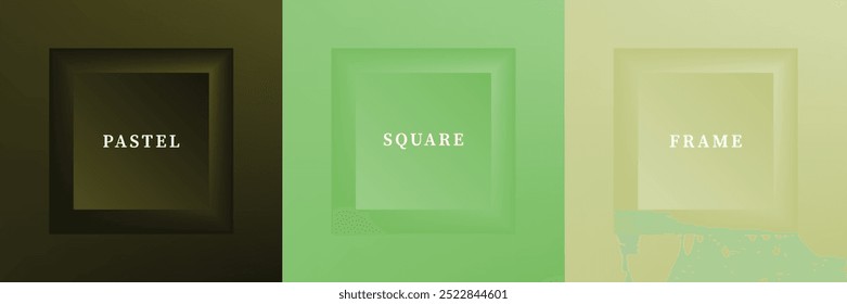 Set von abstrakten 3D luxuriösen quadratischen Rahmen Rahmendesign. Kollektion von geometrischen Szenen für kosmetische Produkte. Elemente für Design. Draufsicht auf Podium oder Podest. EPS10-Vektor.