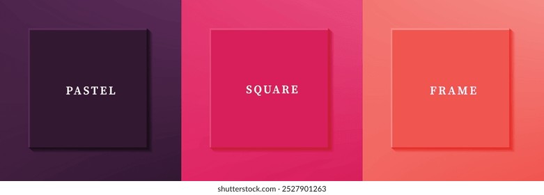 Set of abstract 3D luxry square frame border design. Collection of geometric scene for cosmetic product. Elements for design. Top view of podium or pedestal. EPS10 vector.