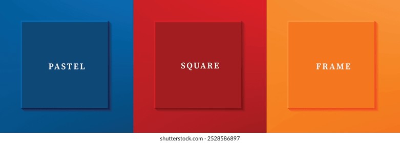 Conjunto de diseño abstracto de borde de marco cuadrado de lujo 3D. Colección de la escena geométrica para el producto cosmético. Elementos para el diseño. Vista superior del podio o pedestal. Vector EPS10.