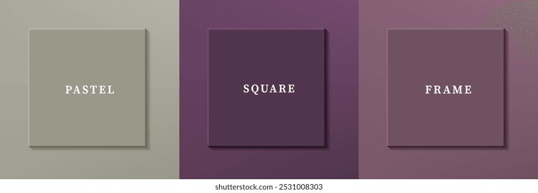 Set of abstract 3D luxry square frame border design. Collection of geometric scene for cosmetic product. Elements for design. Top view of podium or pedestal. EPS10 vector.