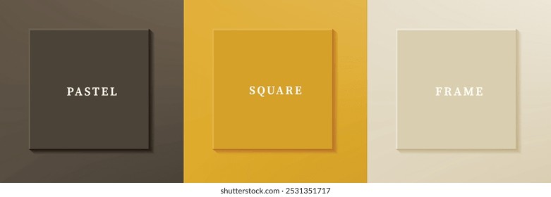 Conjunto de diseño abstracto de borde de marco cuadrado de lujo 3D. Colección de la escena geométrica para el producto cosmético. Elementos para el diseño. Vista superior del podio o pedestal. Vector EPS10.