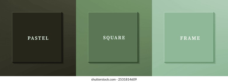 Set of abstract 3D luxry square frame border design. Collection of geometric scene for cosmetic product. Elements for design. Top view of podium or pedestal. EPS10 vector.