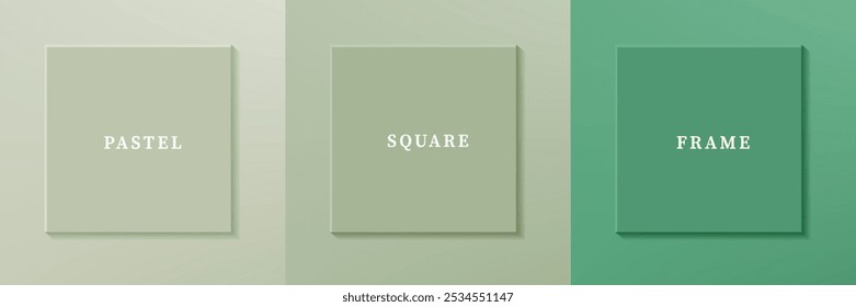 Conjunto de diseño abstracto de borde de marco cuadrado de lujo 3D. Colección de la escena geométrica para el producto cosmético. Elementos para el diseño. Vista superior del podio o pedestal. Vector EPS10.