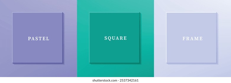 Set of abstract 3D luxry square frame border design. Collection of geometric scene for cosmetic product. Elements for design. Top view of podium or pedestal. EPS10 vector.