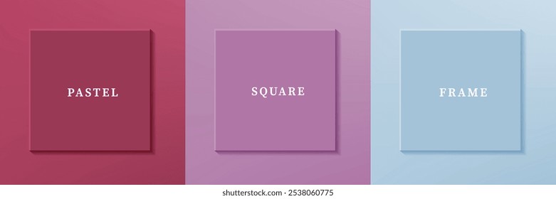 Set of abstract 3D luxry square frame border design. Collection of geometric scene for cosmetic product. Elements for design. Top view of podium or pedestal. EPS10 vector.