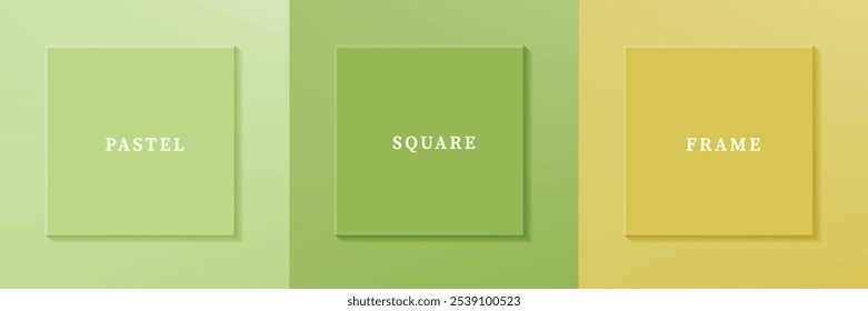 Set of abstract 3D luxry square frame border design. Collection of geometric scene for cosmetic product. Elements for design. Top view of podium or pedestal. EPS10 vector.