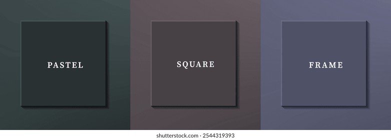 Set of abstract 3D luxry square frame border design. Collection of geometric scene for cosmetic product. Elements for design. Top view of podium or pedestal. EPS10 vector.