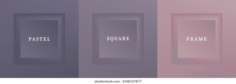 Conjunto de diseño abstracto de borde de marco cuadrado de lujo 3D. Colección de la escena geométrica para el producto cosmético. Elementos para el diseño. Vista superior del podio o pedestal. Vector EPS10.