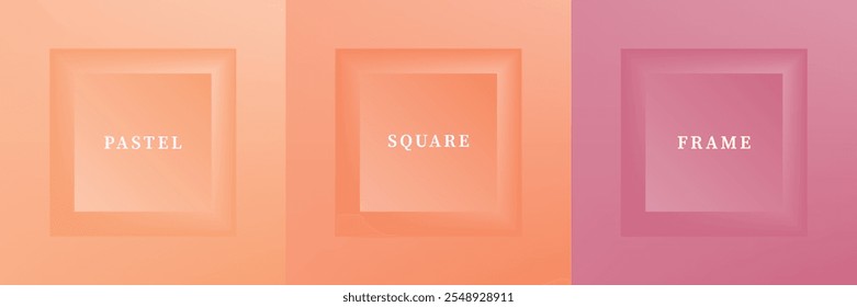 Set von abstrakten 3D luxuriösen quadratischen Rahmen Rahmendesign. Kollektion von geometrischen Szenen für kosmetische Produkte. Elemente für Design. Draufsicht auf Podium oder Podest. EPS10-Vektor.